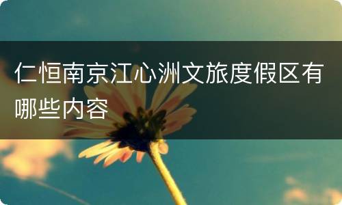 仁恒南京江心洲文旅度假区有哪些内容