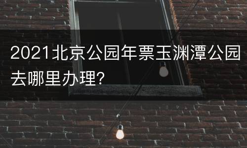 2021北京公园年票玉渊潭公园去哪里办理？