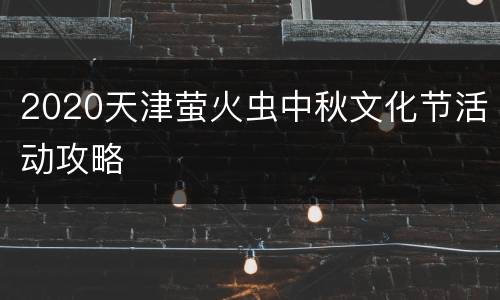 2020天津萤火虫中秋文化节活动攻略