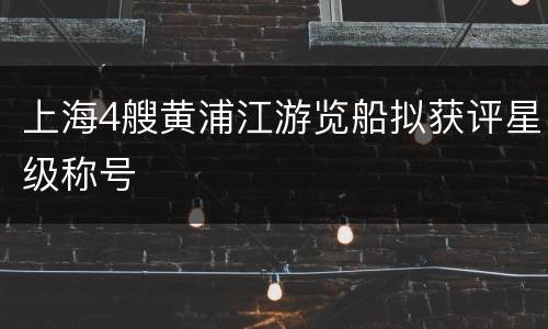上海4艘黄浦江游览船拟获评星级称号