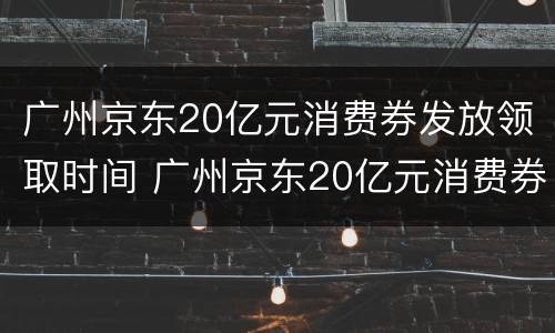 广州京东20亿元消费券发放领取时间 广州京东20亿元消费券发放领取时间是几点