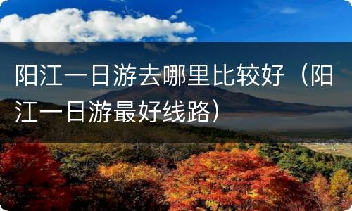 阳江一日游去哪里比较好（阳江一日游最好线路）