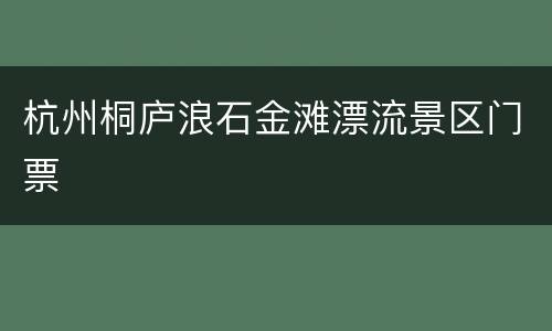 杭州桐庐浪石金滩漂流景区门票