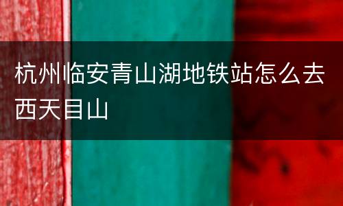 杭州临安青山湖地铁站怎么去西天目山