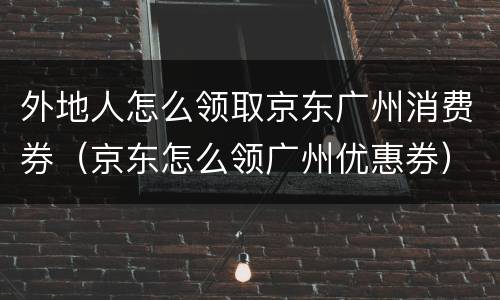 外地人怎么领取京东广州消费券（京东怎么领广州优惠券）