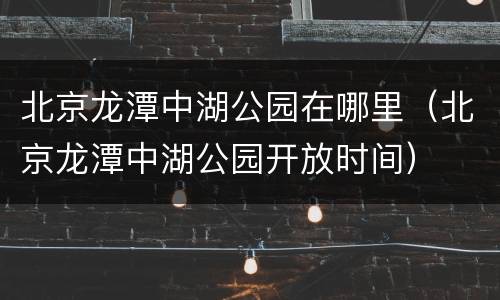 北京龙潭中湖公园在哪里（北京龙潭中湖公园开放时间）