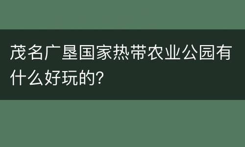 茂名广垦国家热带农业公园有什么好玩的？