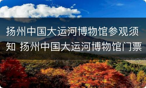 扬州中国大运河博物馆参观须知 扬州中国大运河博物馆门票多少钱
