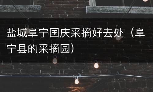 盐城阜宁国庆采摘好去处（阜宁县的采摘园）