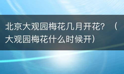 北京大观园梅花几月开花？（大观园梅花什么时候开）