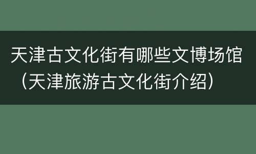 天津古文化街有哪些文博场馆（天津旅游古文化街介绍）