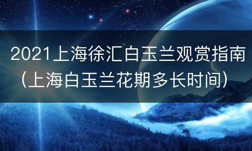 2021上海徐汇白玉兰观赏指南（上海白玉兰花期多长时间）