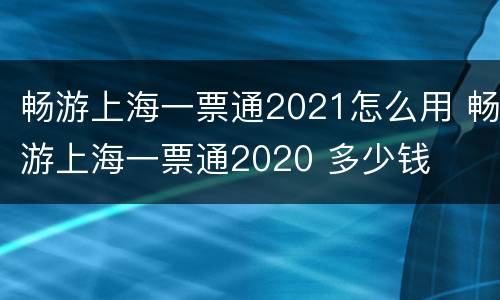 畅游上海一票通2021怎么用 畅游上海一票通2020 多少钱