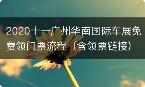 2020十一广州华南国际车展免费领门票流程（含领票链接）