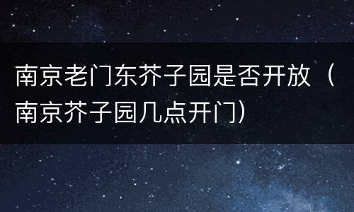 南京老门东芥子园是否开放（南京芥子园几点开门）