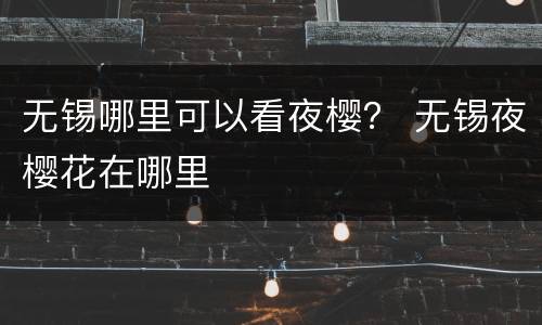 无锡哪里可以看夜樱？ 无锡夜樱花在哪里