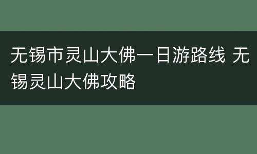 无锡市灵山大佛一日游路线 无锡灵山大佛攻略