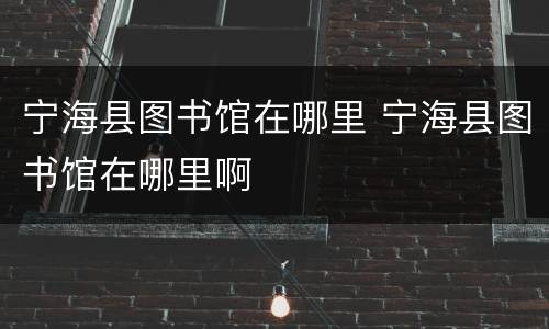 宁海县图书馆在哪里 宁海县图书馆在哪里啊