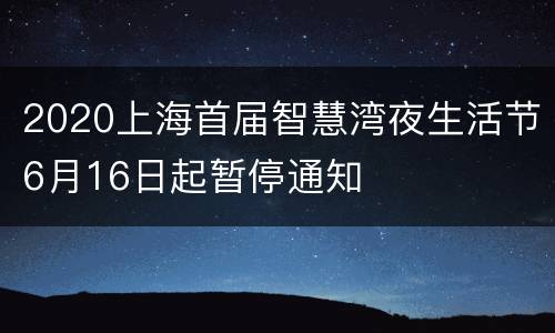 2020上海首届智慧湾夜生活节6月16日起暂停通知