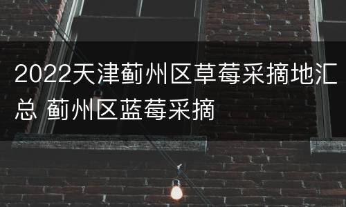 2022天津蓟州区草莓采摘地汇总 蓟州区蓝莓采摘