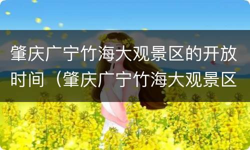 肇庆广宁竹海大观景区的开放时间（肇庆广宁竹海大观景区的开放时间是多少）