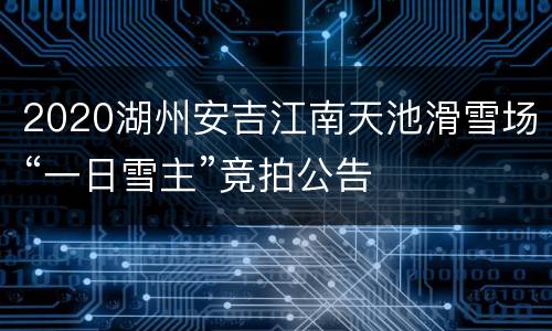 2020湖州安吉江南天池滑雪场“一日雪主”竞拍公告