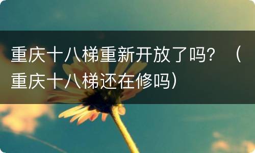 重庆十八梯重新开放了吗？（重庆十八梯还在修吗）
