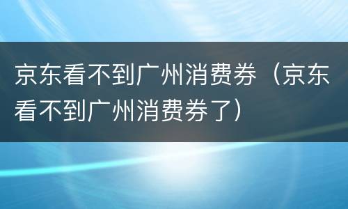 京东看不到广州消费券（京东看不到广州消费券了）