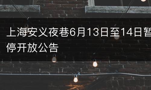 上海安义夜巷6月13日至14日暂停开放公告