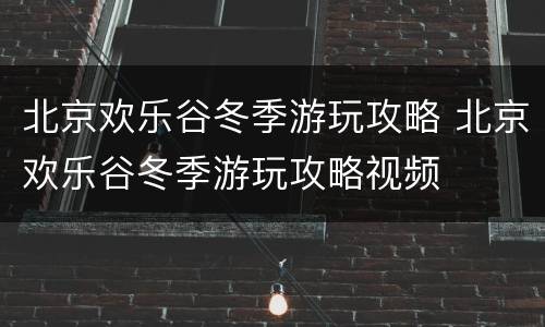 北京欢乐谷冬季游玩攻略 北京欢乐谷冬季游玩攻略视频