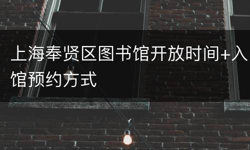 上海奉贤区图书馆开放时间+入馆预约方式