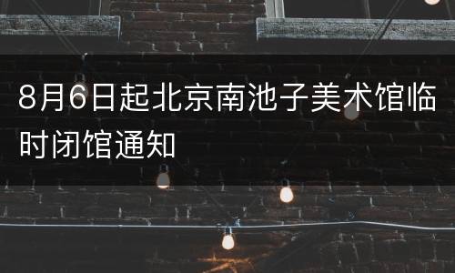 8月6日起北京南池子美术馆临时闭馆通知