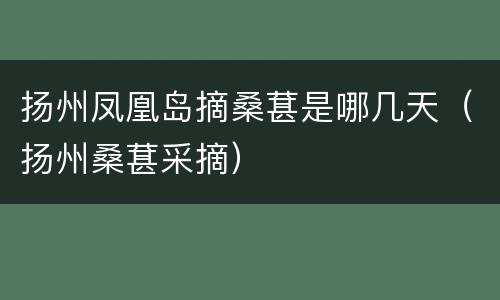 扬州凤凰岛摘桑葚是哪几天（扬州桑葚采摘）
