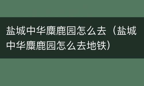 盐城中华麋鹿园怎么去（盐城中华麋鹿园怎么去地铁）