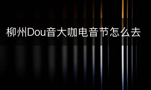 柳州Dou音大咖电音节怎么去