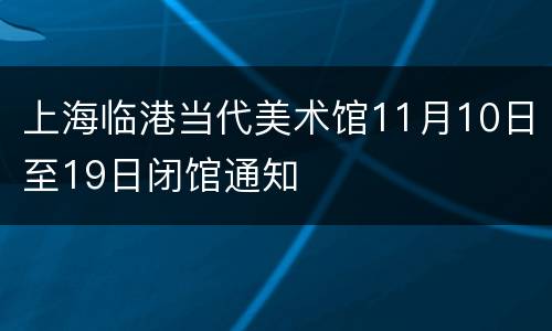 上海临港当代美术馆11月10日至19日闭馆通知
