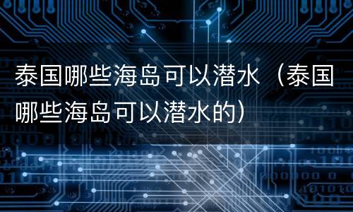 泰国哪些海岛可以潜水（泰国哪些海岛可以潜水的）