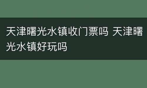 天津曙光水镇收门票吗 天津曙光水镇好玩吗