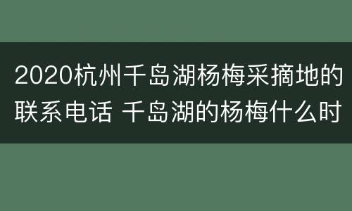 2020杭州千岛湖杨梅采摘地的联系电话 千岛湖的杨梅什么时候成熟