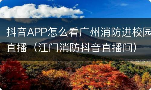 抖音APP怎么看广州消防进校园直播（江门消防抖音直播间）