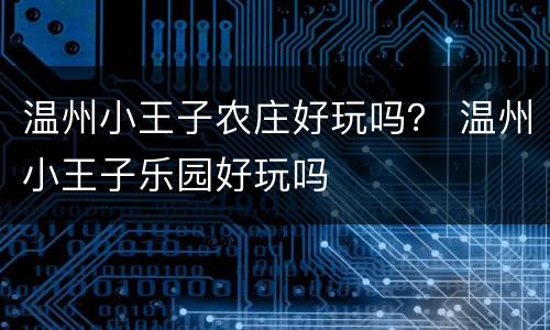 温州小王子农庄好玩吗？ 温州小王子乐园好玩吗