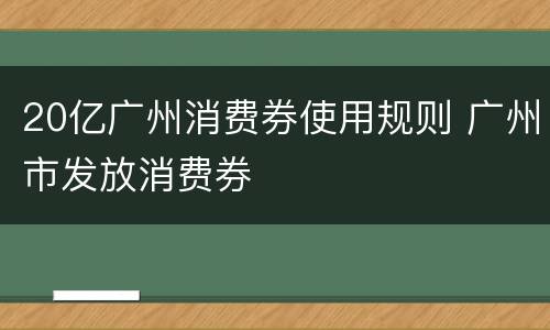 20亿广州消费券使用规则 广州市发放消费券