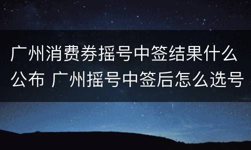 广州消费券摇号中签结果什么公布 广州摇号中签后怎么选号码
