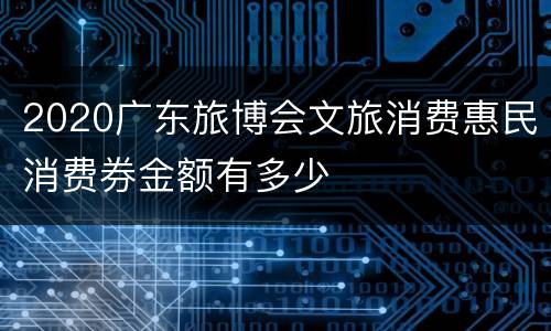 2020广东旅博会文旅消费惠民消费券金额有多少