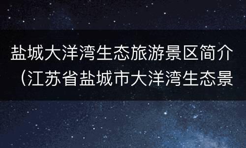 盐城大洋湾生态旅游景区简介（江苏省盐城市大洋湾生态景区）