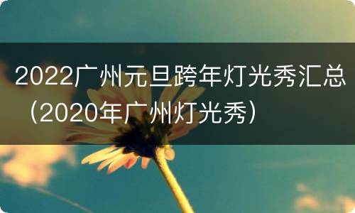 2022广州元旦跨年灯光秀汇总（2020年广州灯光秀）