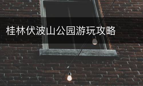 桂林伏波山公园游玩攻略