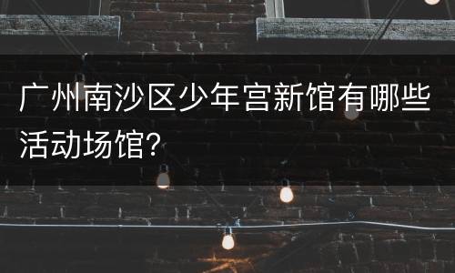 广州南沙区少年宫新馆有哪些活动场馆？