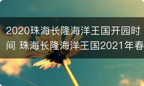 2020珠海长隆海洋王国开园时间 珠海长隆海洋王国2021年春节开放吗
