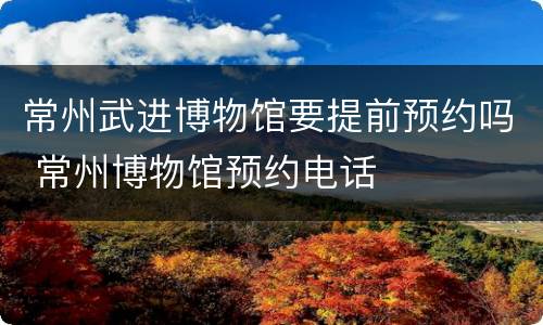 常州武进博物馆要提前预约吗 常州博物馆预约电话